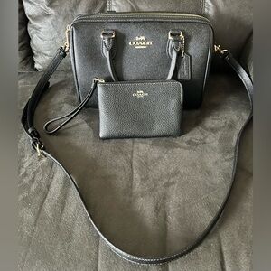 Coach Rowan Satchel Bag w/ Corner Zip Wristlet!